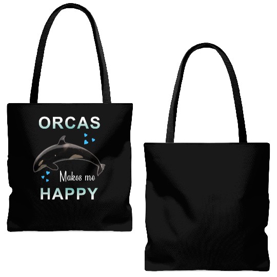 Orcas Make Me Happy Killer Whale Tote Bags (AOP)