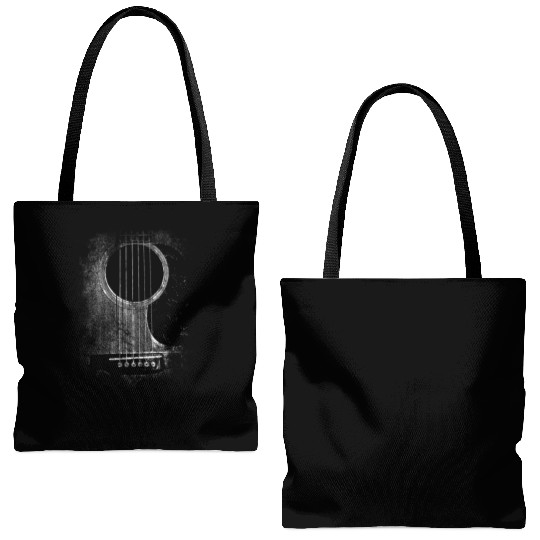 Acoustic Guitar Six String Rock Roll Tote Bags (AOP)