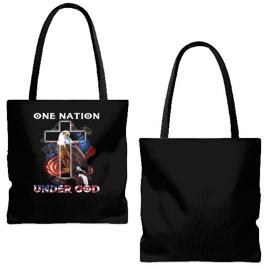One Nation Under God Jesus Usa Cross Bald Eagle Tote Bags (AOP)