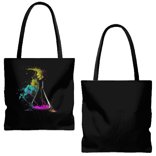 Chemist splash art tube retro chemistry laboratory Tote Bags (AOP)