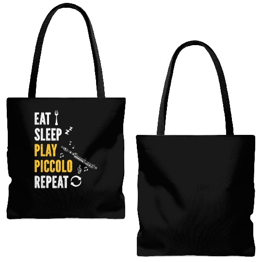 Piccolo Flute Player Eat Sleep Play Piccolo Flute Tote Bags (AOP)