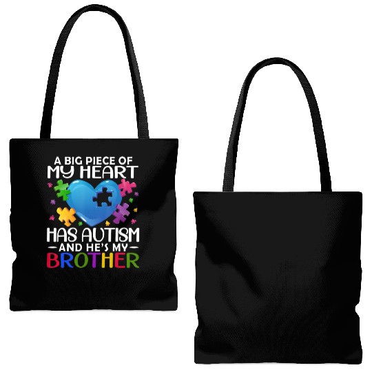 A Big Piece Of My Heart Has Autism And He 39 s Tote Bags (AOP)