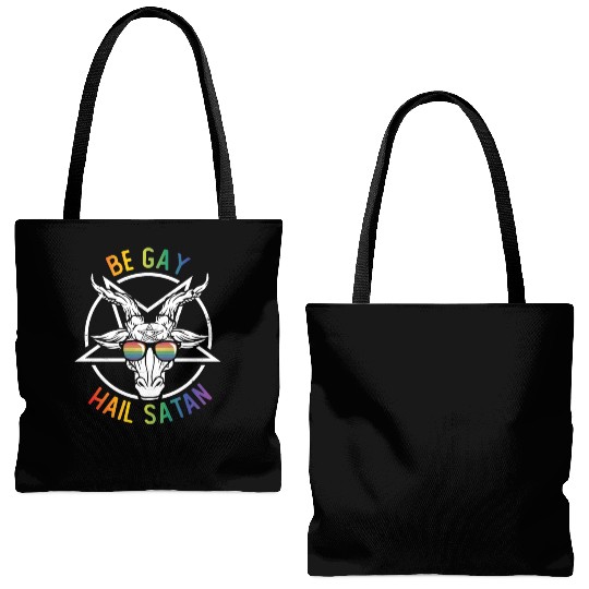 Rainbow Satan Lgbt Goth Gay Pride Baphomet Be Gay Tote Bags (AOP)