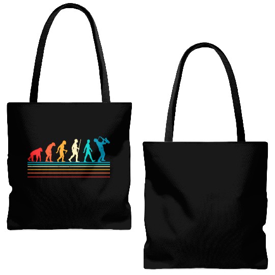 Saxophone Retro Vintage Evolution Of Tote Bags (AOP)