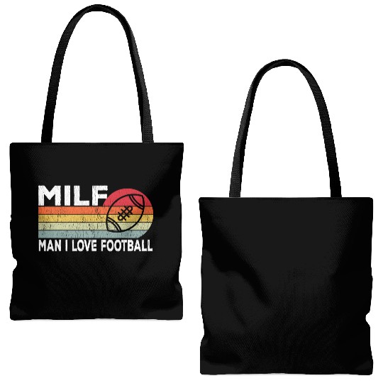 Milf Man I Love Football Retro Vintage Sports Tote Bags (AOP)