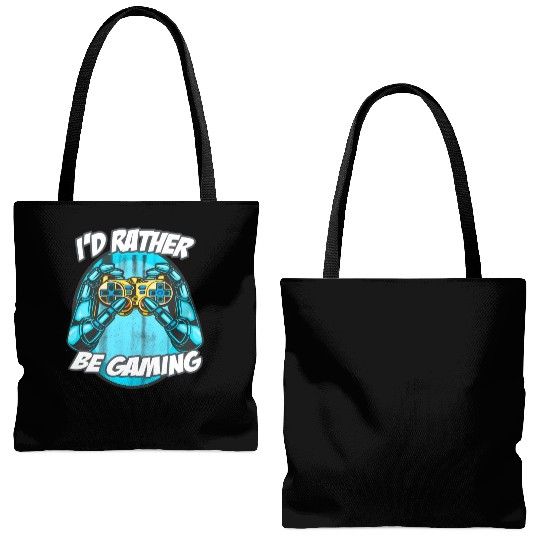 I'D Rather Be Gaming Gaming Saying Nerd Geek Tote Bags (AOP)