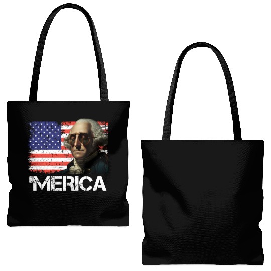 Merica George Washington Independence Day USA Tote Bags (AOP)