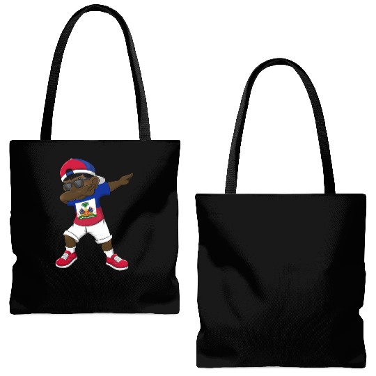 Dabbing Haitian Haiti Flag Dab Dance Tote Bags (AOP)