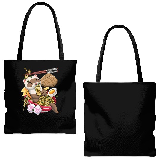 Kawaii Ferret Ra Noodles Japanese Food Tote Bags (AOP)