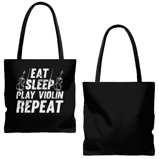 Eat Sleep Play Violin Repeat Violin Instrument Tote Bags (AOP)