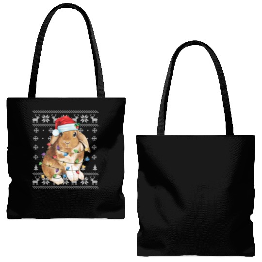 Bunny Rabbit Ugly Tree Decor Tote Bags (AOP)