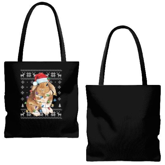 Bunny Rabbit Ugly Tree Decor Tote Bags (AOP)