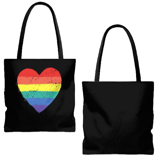 rainbow heart Tote Bags (AOP)