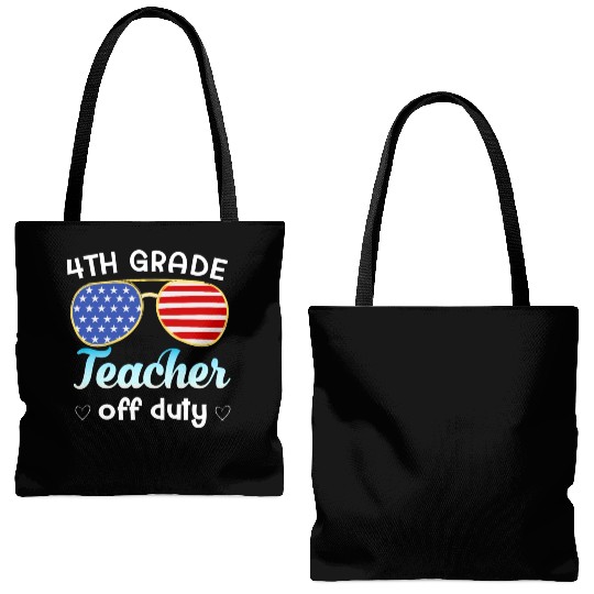 4th grade teacher off duty Tote Bags (AOP)