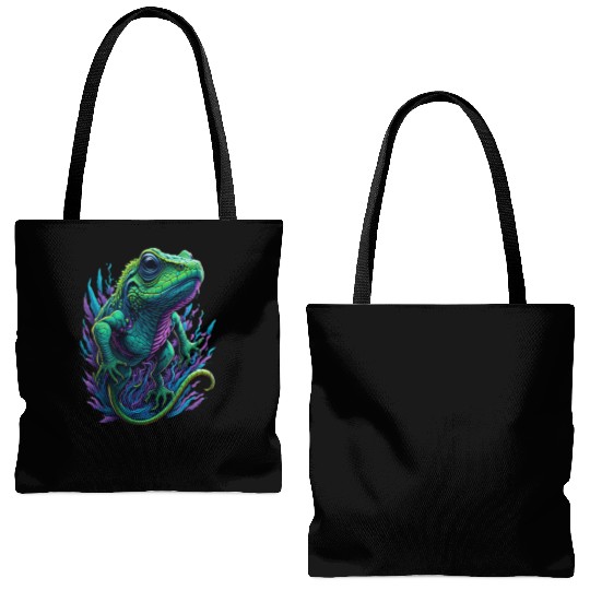 Neon Lizard Colourful Tote Bags (AOP)