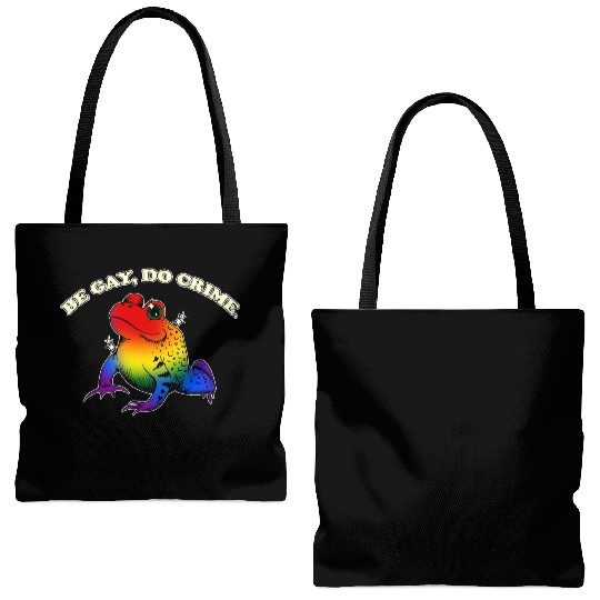 BGD crime - Vintage LGBT Rainbow Frog Meme Tote Bags (AOP)