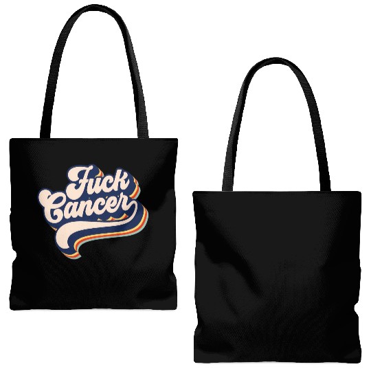 Fuck Cancer Cancer Survivor Retro Fuck Cancer Tote Bags (AOP)