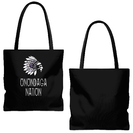 Onondaga Nation Indigenous Native American Headdre Tote Bags (AOP)
