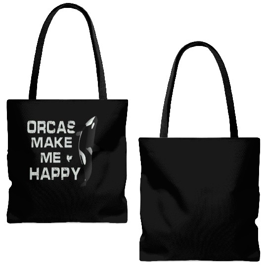 Orcas Make Me Happy Killer Whale Tote Bags (AOP)