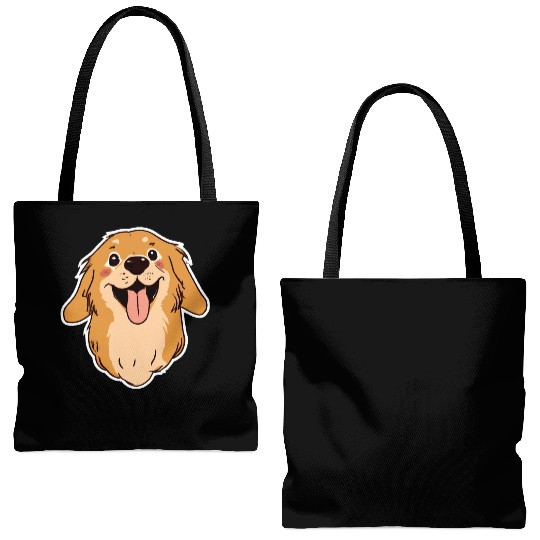 Happy Golden Retriever Dog Lover Puppy Retro Tote Bags (AOP)
