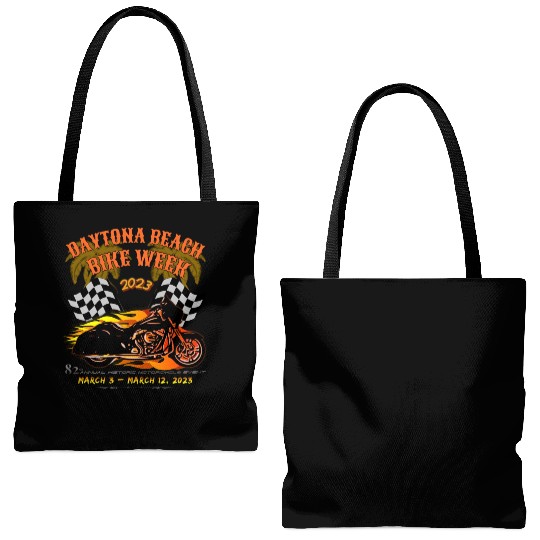 Daytona Beach Bike Week 2023 Checkered Flag Front Tote Bags (AOP)