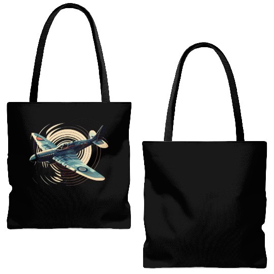 Spitfire Airplane Vintage Pilot Aviator Military Tote Bags (AOP)
