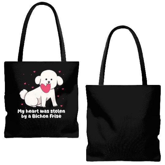 My Heart Was Stolen By A Bichon Frise Tote Bags (AOP)