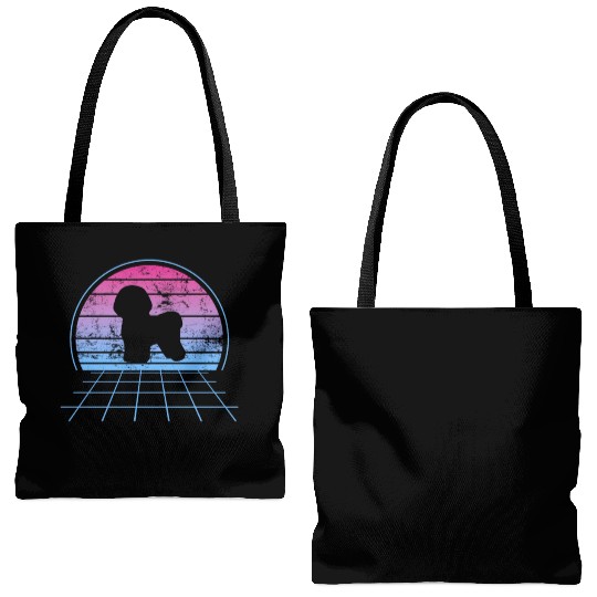 Bichon Frise Silhouette Retro Vintage Tote Bags (AOP)