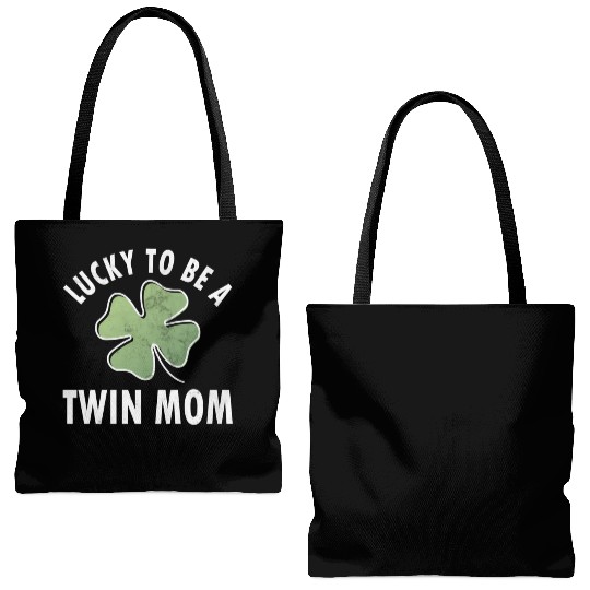 Lucky To Be A Twin Mom Saint Patric Day Tote Bags (AOP)