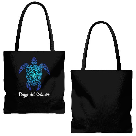 Playa Del Carmen Meco Tribal Sea Turtle Playa Tote Bags (AOP)