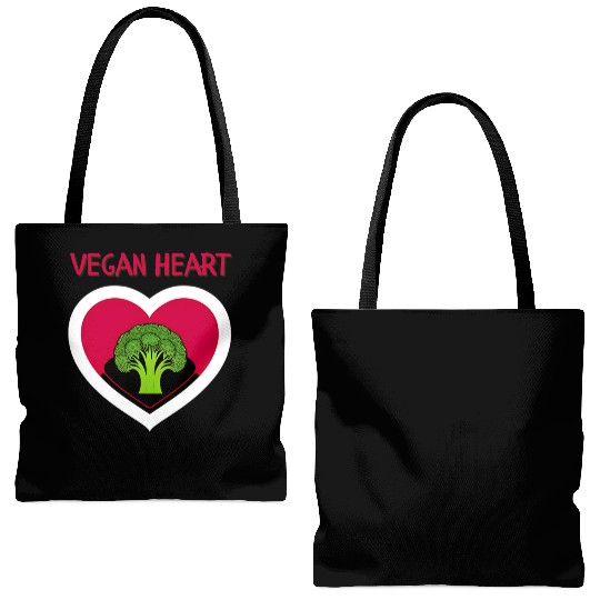 Vegan heart, broccoli heart Tote Bags (AOP)