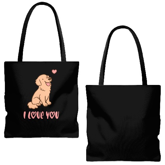 I Love You Cute Golden Retriever Illustration A Tote Bags (AOP)