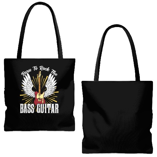 Born To Rock The Bass Guitar Musician Music Band Tote Bags (AOP)
