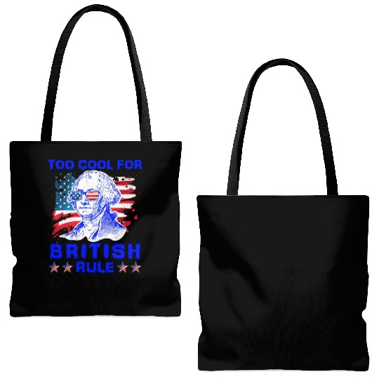 George Washington Too cool for British Rule US Tote Bags (AOP)