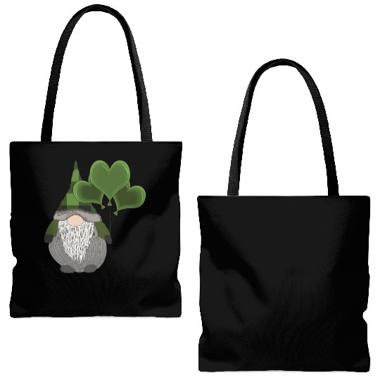 Irish Gnome St Patricks Day Heart Balloons Tote Bags (AOP)