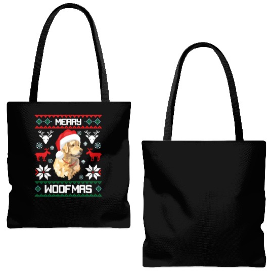 Golden Retriever Merry Woofmas For Tote Bags (AOP)
