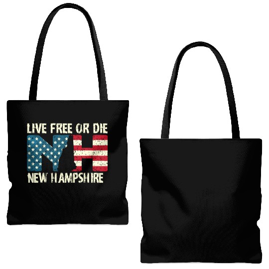 New Hampshire Patriotic Live Free Or Die Product Tote Bags (AOP)
