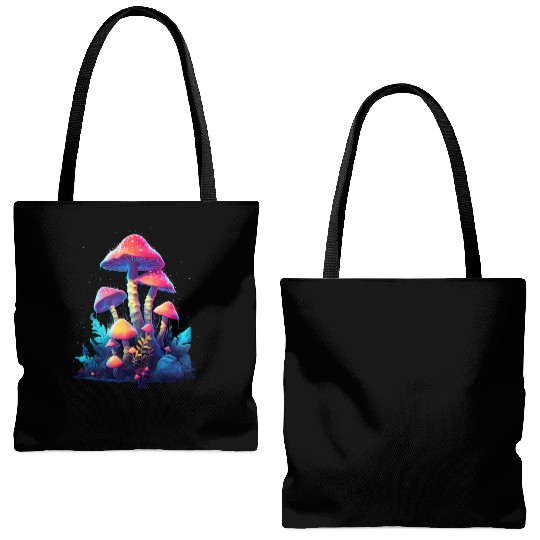 Trippy Neon Mushrooms #14 Tote Bags (AOP)