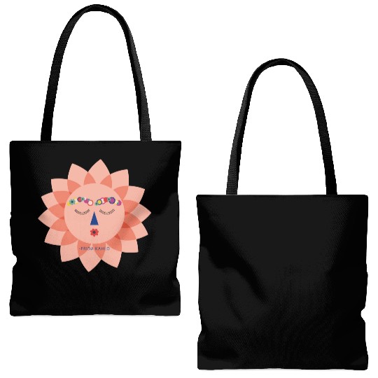 Colorful Cute Funny Sun Frida Kahlo Portrait Viva Tote Bags (AOP)