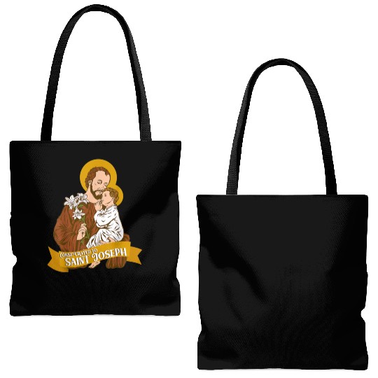 Consecration to St Joseph and Child Jesus Catholic Tote Bags (AOP)