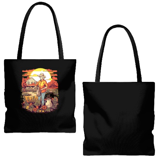 Gardener Grandma Watering Plants Garden Gardening Tote Bags (AOP)