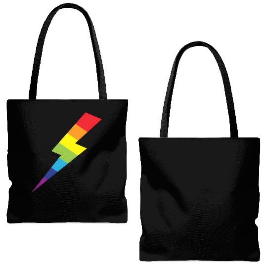 Awesome Rainbow Lightning Bolt Print Tote Bags (AOP)