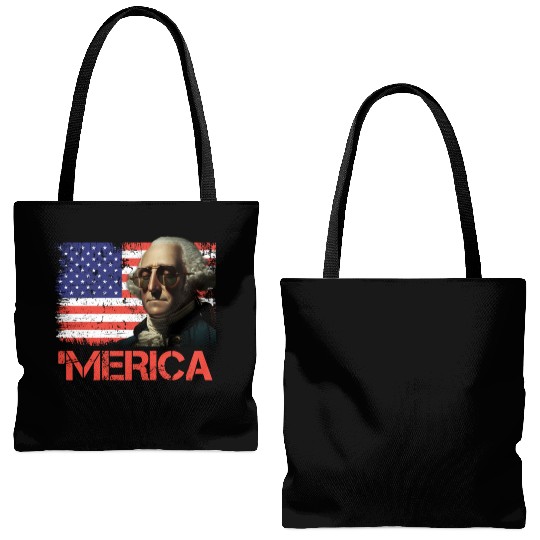 Merica George Washington Independence Day USA Tote Bags (AOP)