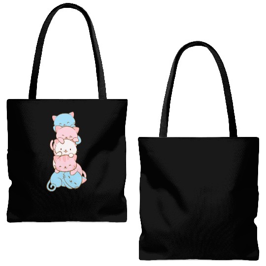 Transgender Pride Flag Cute Kawaii Cats Subtle Tote Bags (AOP)
