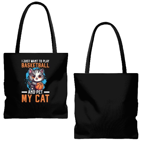 Basketball Cat Basketball Player I Love Basketball Tote Bags (AOP)
