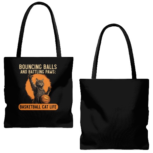 Basketball Cat Basketball Player I Love Basketball Tote Bags (AOP)