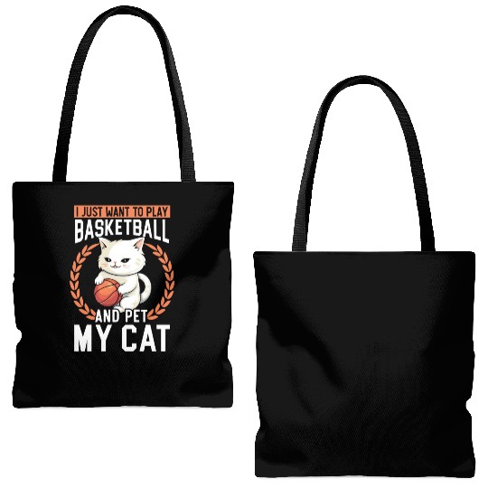 Basketball Cat Basketball Player I Love Basketball Tote Bags (AOP)