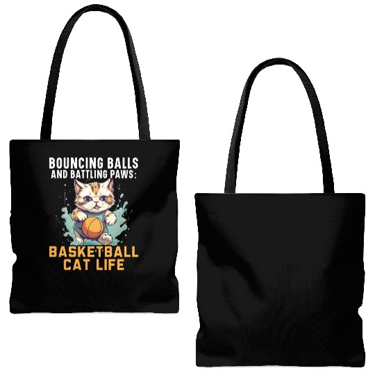 Basketball Cat Basketball Player I Love Basketball Tote Bags (AOP)