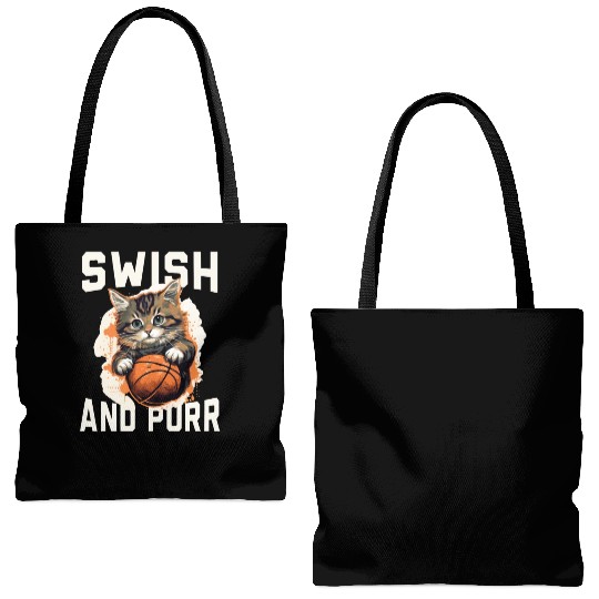 Basketball Cat Basketball Player I Love Basketball Tote Bags (AOP)