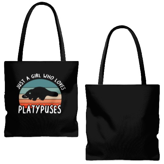 Girl Platypus Lover Illustration Animal Tote Bags (AOP)